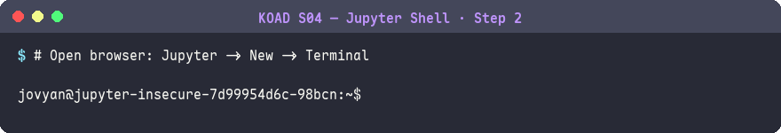 開啟 Jupyter Terminal 取得容器 Shell
