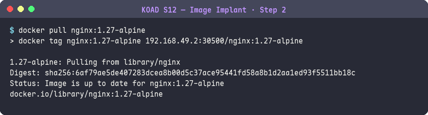 拉取 nginx 映像並重新標記為私有 Registry 位址