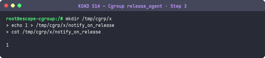 建立子 cgroup 並啟用 notify_on_release