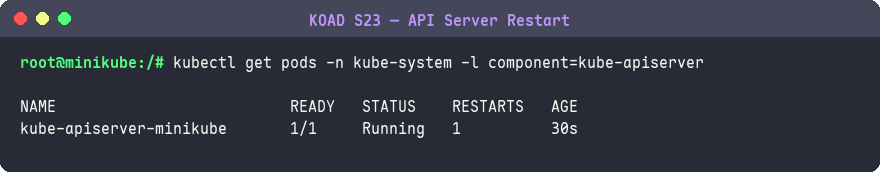 API Server 重啟完成